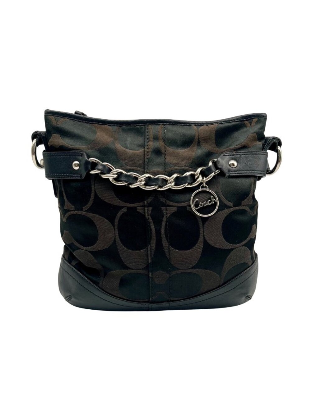 Coach Signature Black Chain Convertible  Crossbody Bag